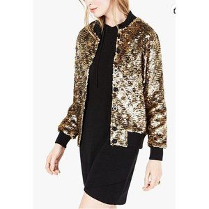 $140 Blank Kimberly Sequin Bomber Jacket Bronze Size X-Large